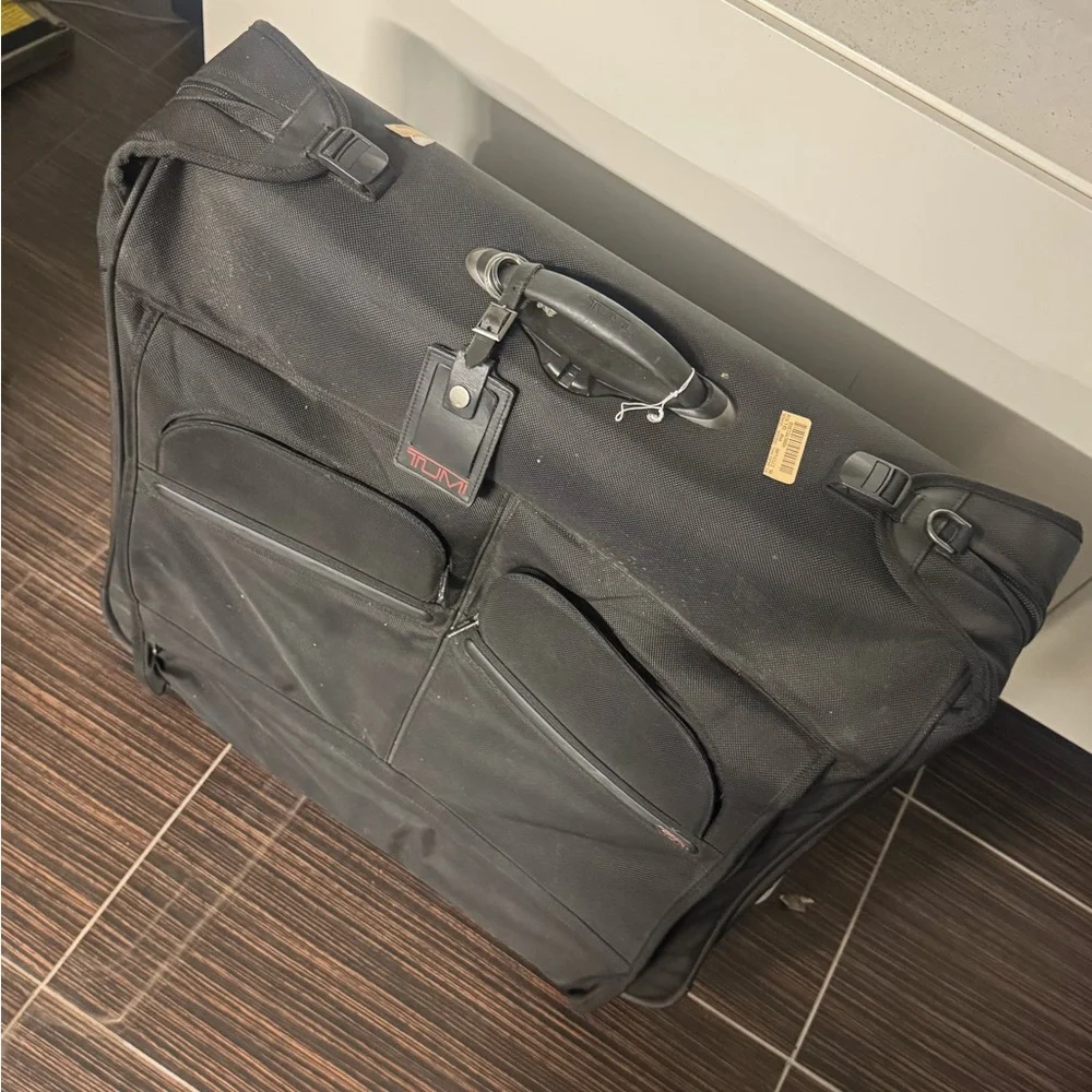 Tumi Black Rolling Garment Bag with Front Organizer Pockets